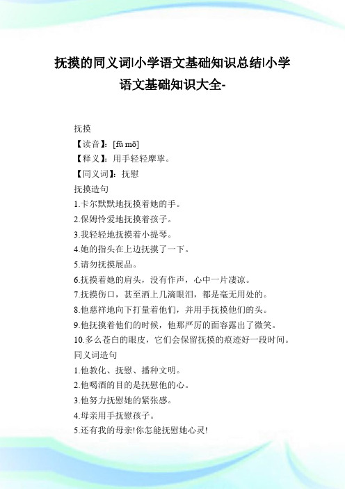 抚摸的同义词-小学语文基础知识归纳.doc