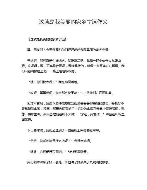 这就是我美丽的家乡宁远作文