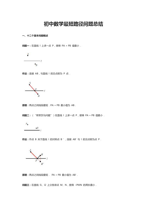 初中数学最短路径问题总结