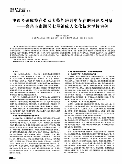 浅谈乡镇成校在劳动力技能培训中存在的问题及对策——嘉兴市南湖区七星镇成人文化技术学校为例