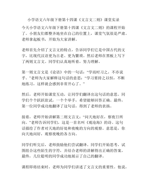 小学语文六年级下册第十四课《文言文二则》课堂实录