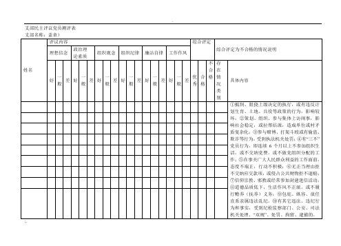 支部民主评议党员测评表