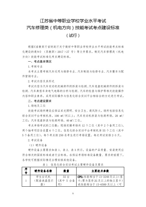 20、省中职学考-汽车修理类(机电方向)技能考试考点建设标准(试行)