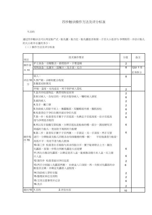 四步触诊操作方法及评分标准