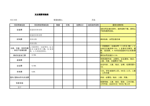 支出预算明细表