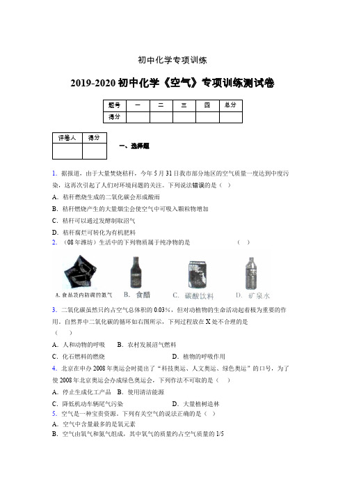 2019-2020学年初中化学《空气》专项训练模拟测试(含答案) (502)