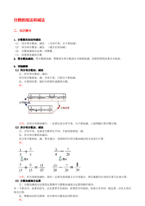 《分数的加法和减法》知识点整理