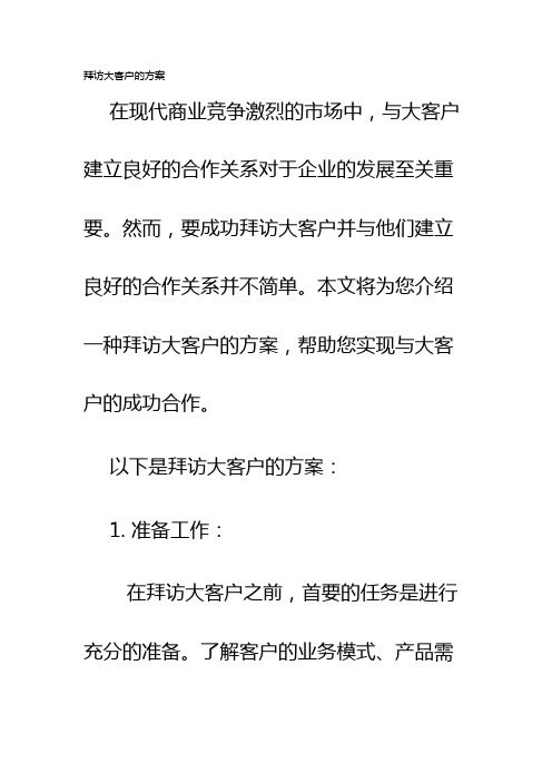 拜访大客户的方案