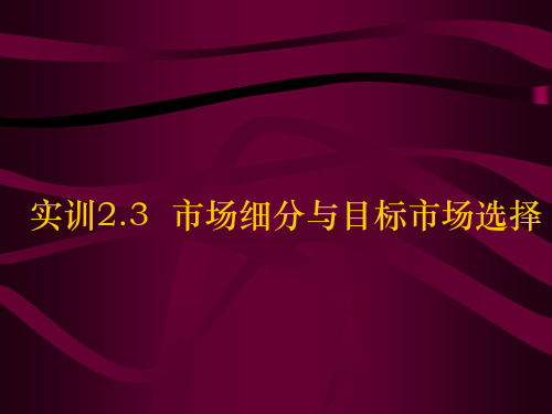 实训2.3市场细分与目标市场选择