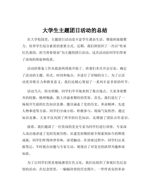 大学生主题团日活动的总结