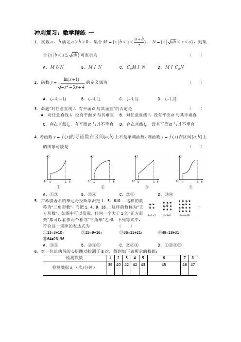 2012年高考数学冲刺复习精练一