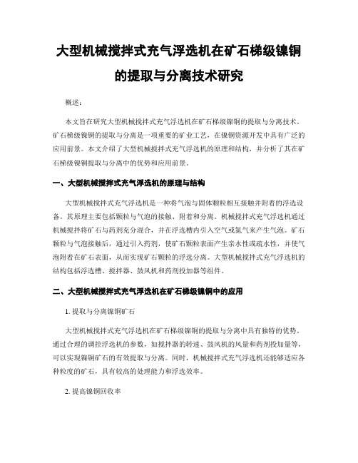 大型机械搅拌式充气浮选机在矿石梯级镍铜的提取与分离技术研究