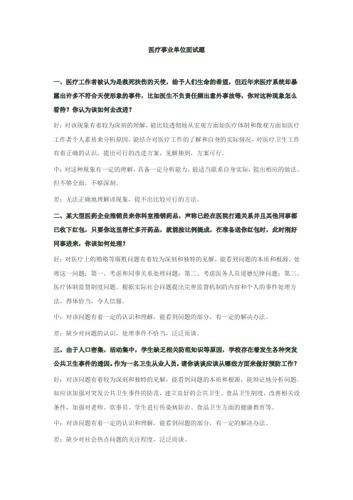 卫生医疗系统事业单位招聘面试真题题型解析