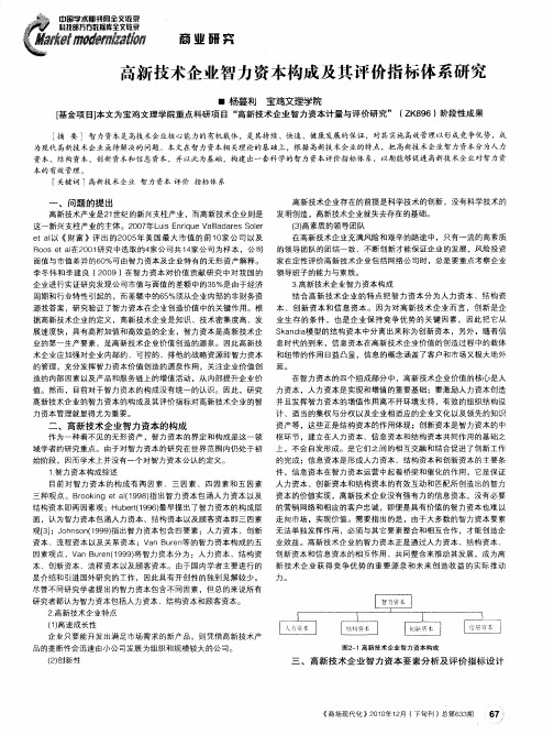 高新技术企业智力资本构成及其评价指标体系研究