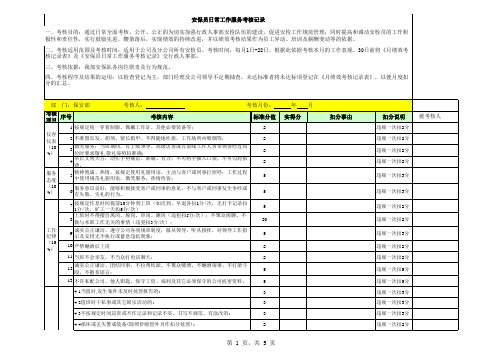 保安月度绩效考核表