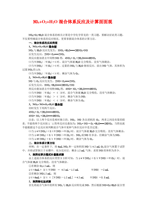 NOx+O2+H2O混合体系反应及计算面面观