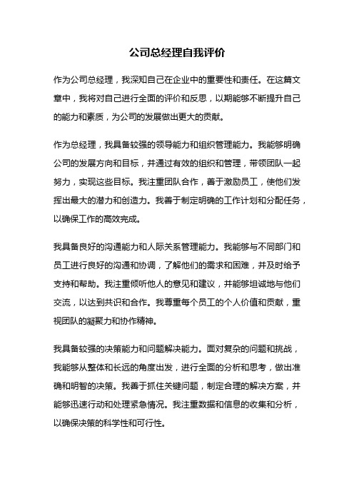 公司总经理自我评价