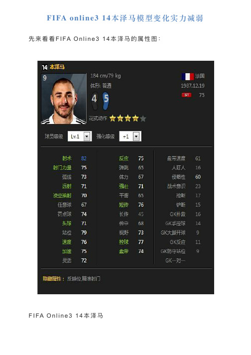 FIFAonline314本泽马模型变化实力减弱