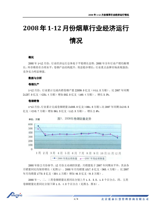 2008年1-12月份烟草行业经济运行情况