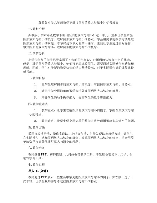 苏教版小学六年级数学下册《图形的放大与缩小》优秀教案