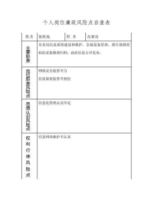 个人岗位廉政风险点自查表