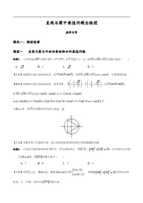 直线与圆中最值问题全梳理