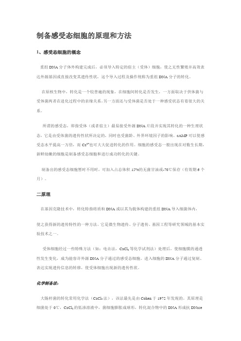 制备感受态细胞的原理和方法