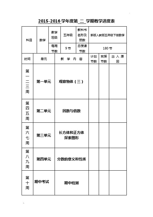 新版人教版五年级下册数学教案教学设计(2016最新精编版)