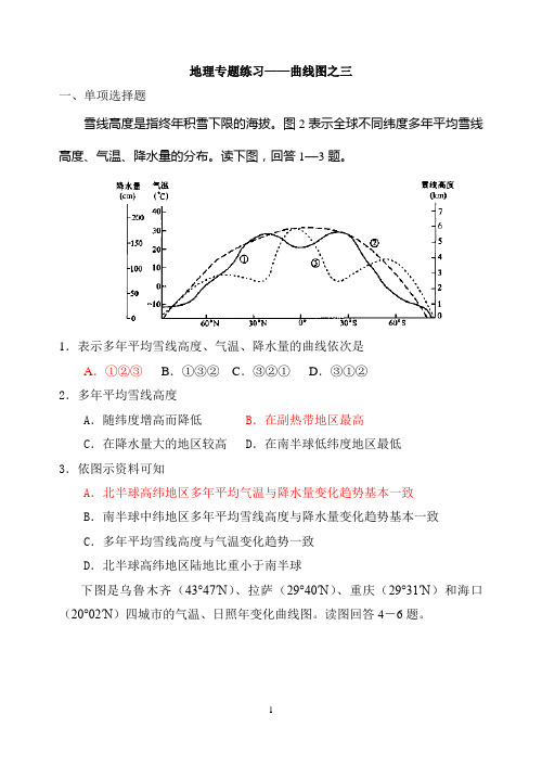 地理专题练习——曲线图之三