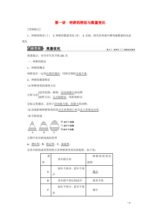 高考生物一轮复习 第九单元 生物与环境 第一讲 种群的特征与数量变化学案 新人教版