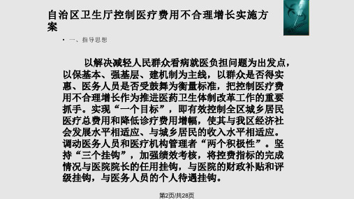 自治区卫生厅控制医疗费用不合理增长实施方案