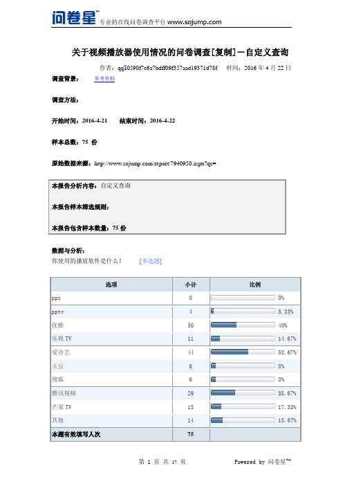 关于视频播放器使用情况的问卷调查[复制]-默认报告