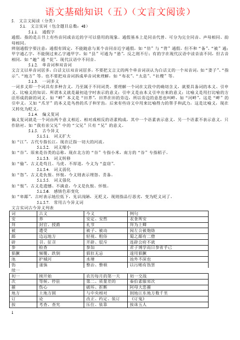 中小学语文基础知识手册(五)文言文阅读部分