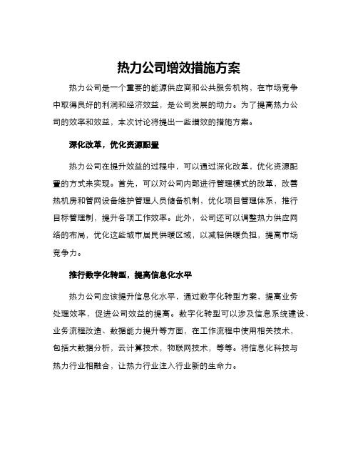 热力公司增效措施方案