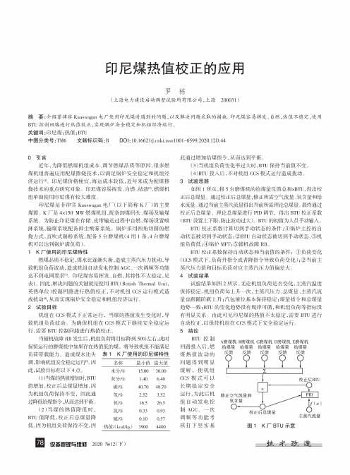 印尼煤热值校正的应用