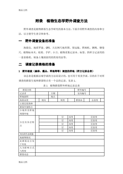 (整理)植物生态学野外调查方法