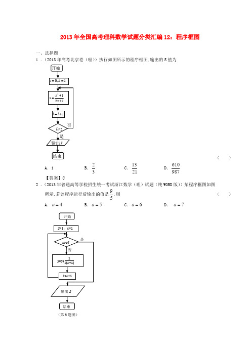 全国高考数学 试题分类汇编12 程序框图