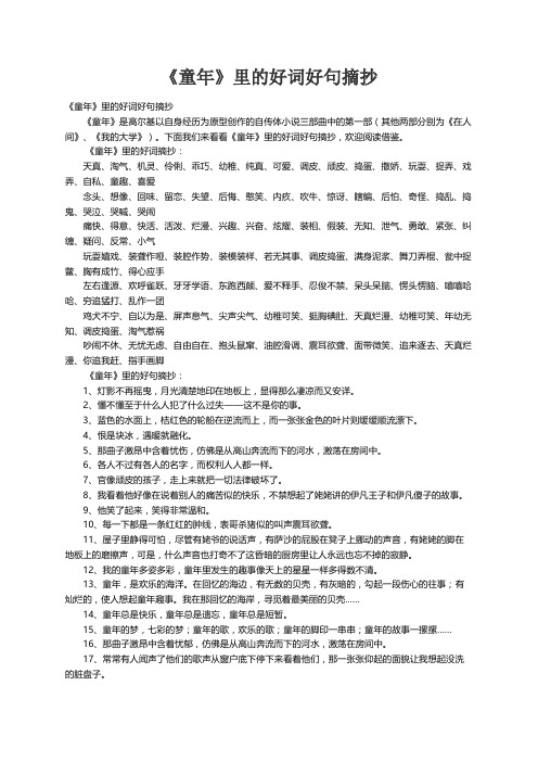 《童年》里的好词好句摘抄