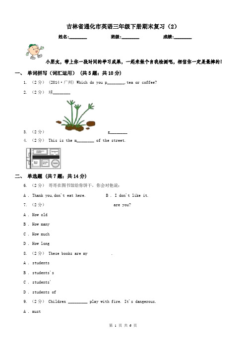 吉林省通化市英语三年级下册期末复习(2)