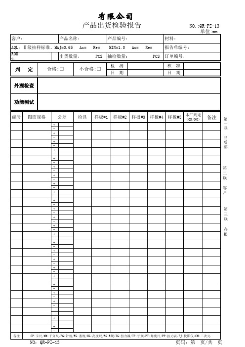 2017产品出货检验报告