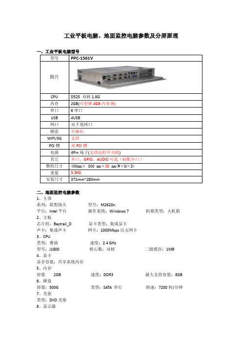 工业平板电脑、地面监控电脑参数及分屏原理