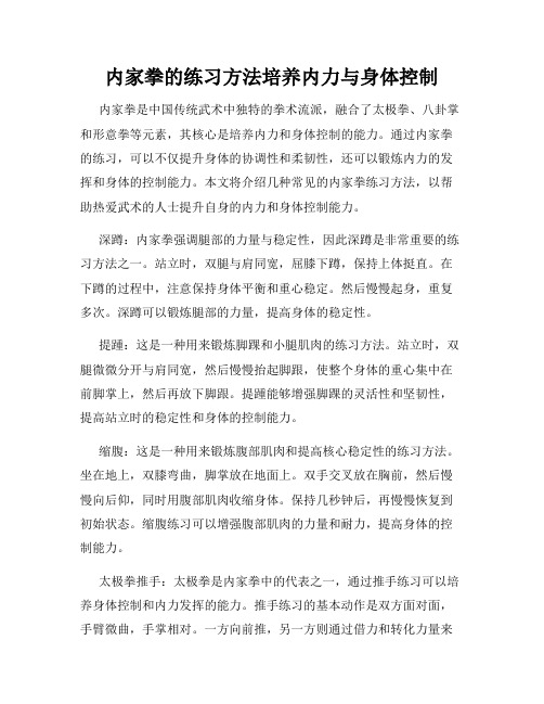 内家拳的练习方法培养内力与身体控制