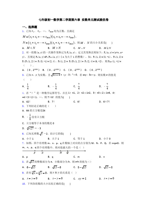 七年级初一数学第二学期第六章 实数单元测试提优卷