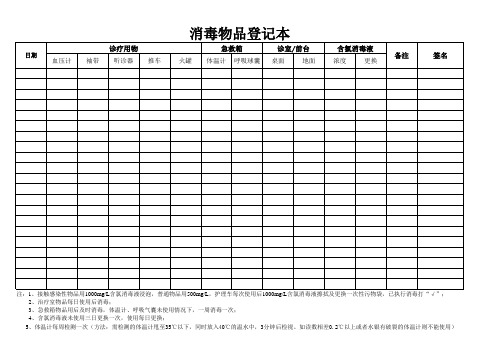 消毒物品登记本