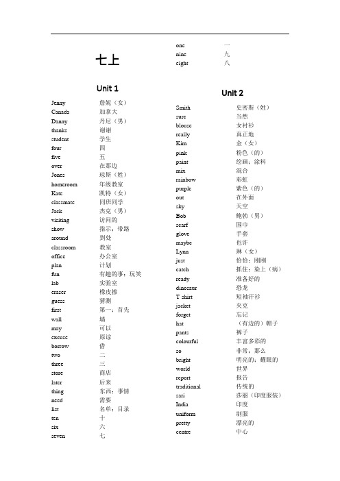 (完整版)冀教版初中英语词汇表(完整)(可编辑修改word版)