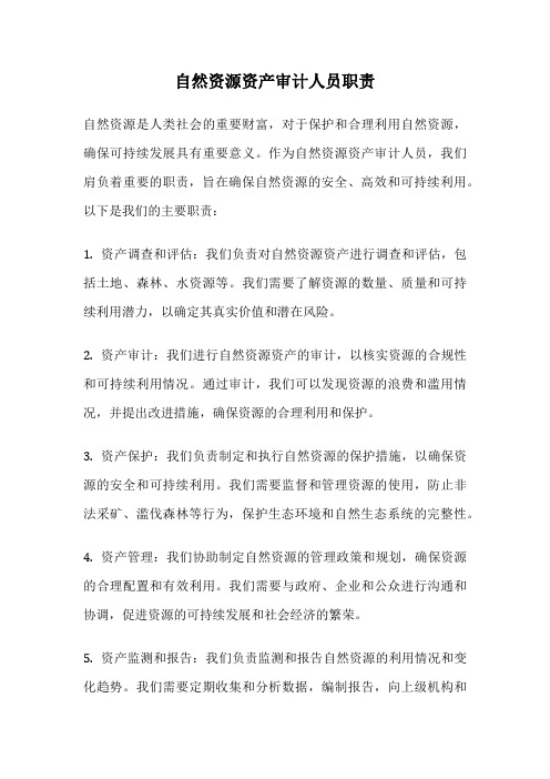 自然资源资产审计人员职责