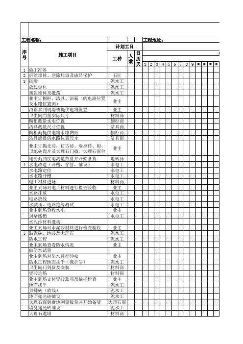 装修施工进度表范本