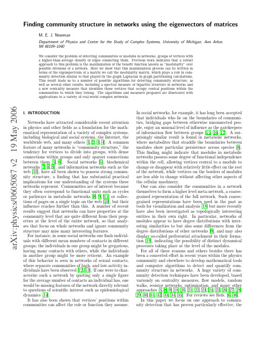 Finding community structure in networks using the eigenvectors of matrices