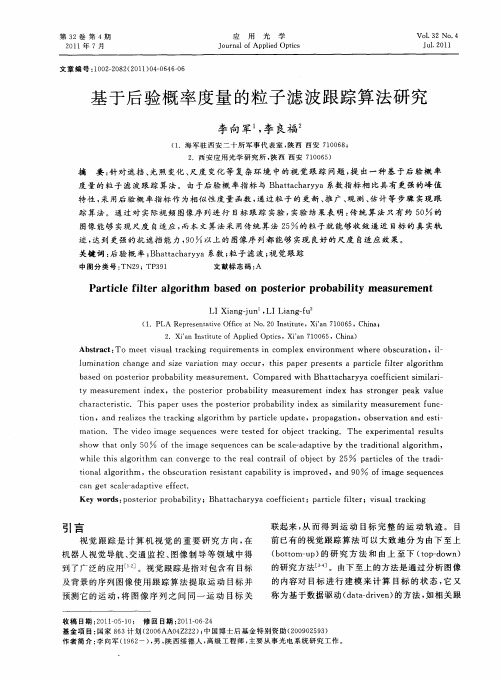 基于后验概率度量的粒子滤波跟踪算法研究