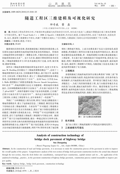 隧道工程区三维建模及可视化研究